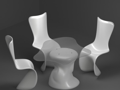 Set of white plastic furniture in the Panton style 3D Modell