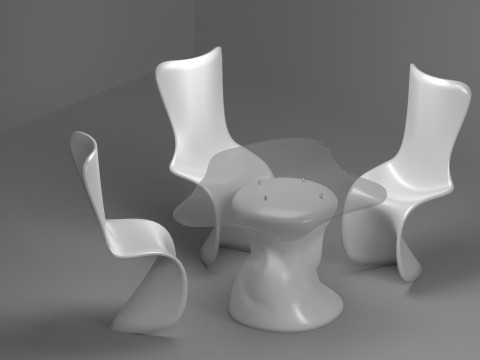 Set of white plastic furniture in the Panton style 3D Modell