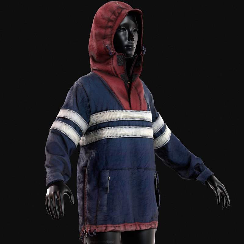 Tommy Hilfiger colorblock competitive vintage jacket - anorak Model 3D .c4d .max .obj .3ds .fbx .stl .blend 