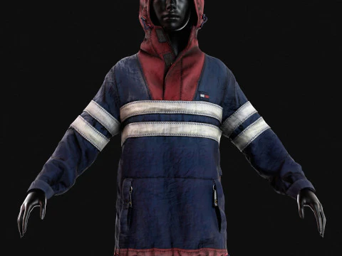 Tommy Hilfiger colorblock competitive vintage jacket - anorak 3D Model