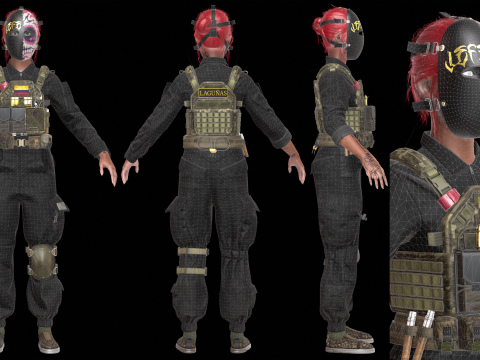Valeria the cartel shooter - Gameready original character 3Dモデル