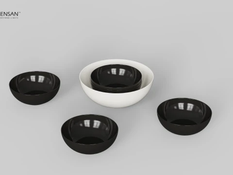 Porcelain Bowl Set 3D Print Model