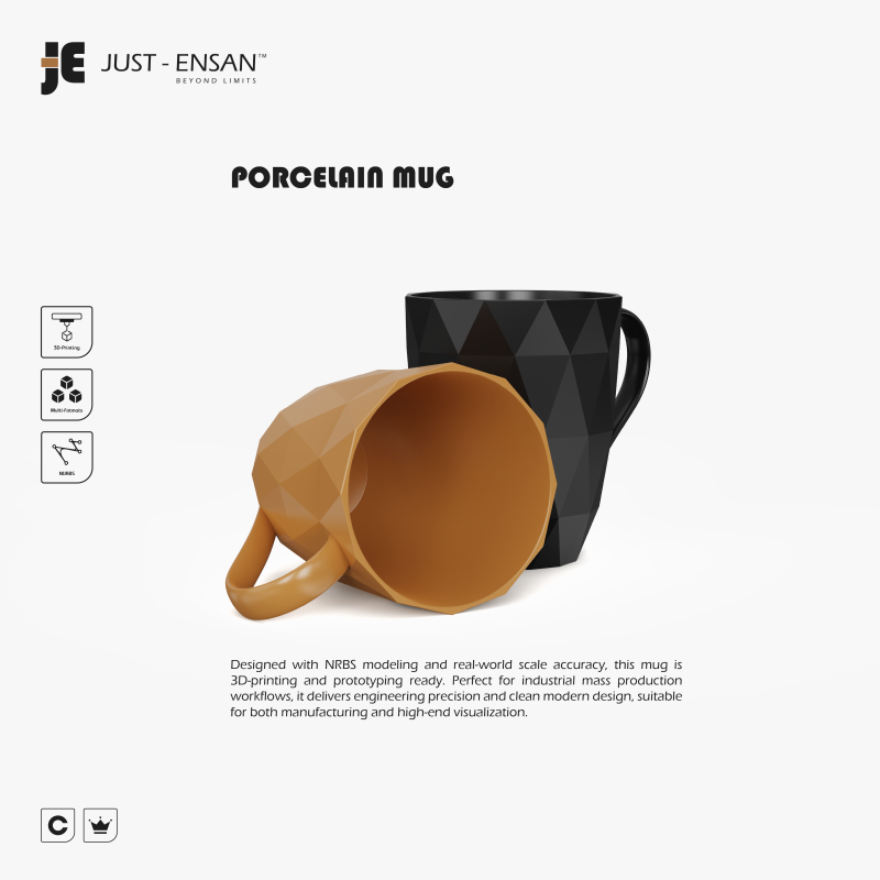 Porcelain Mug Model Cetak 3D .c4d .max .obj .3ds .fbx .stl .blend