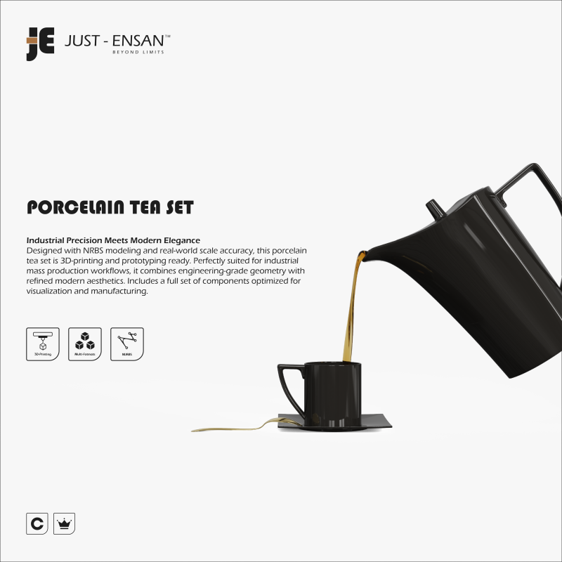 Porcelain Tea Set Modello di stampa 3D .c4d .max .obj .3ds .fbx .stl .blend 
