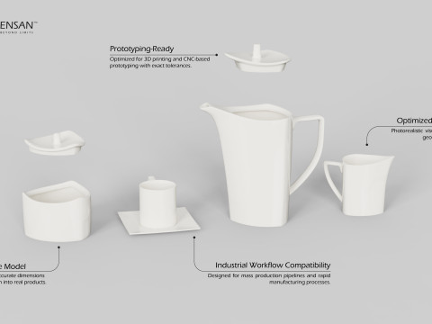 Porcelain Tea Set Modello di stampa 3D