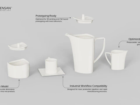Porcelain Tea Set 3D Print Model