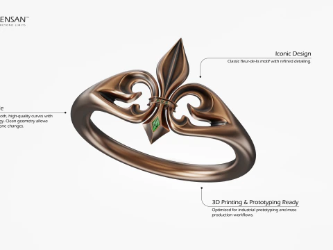 Fleur De Lis Ring 3D Print Model