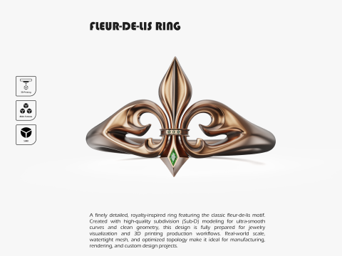 Fleur De Lis Ring 3D Принт Модель