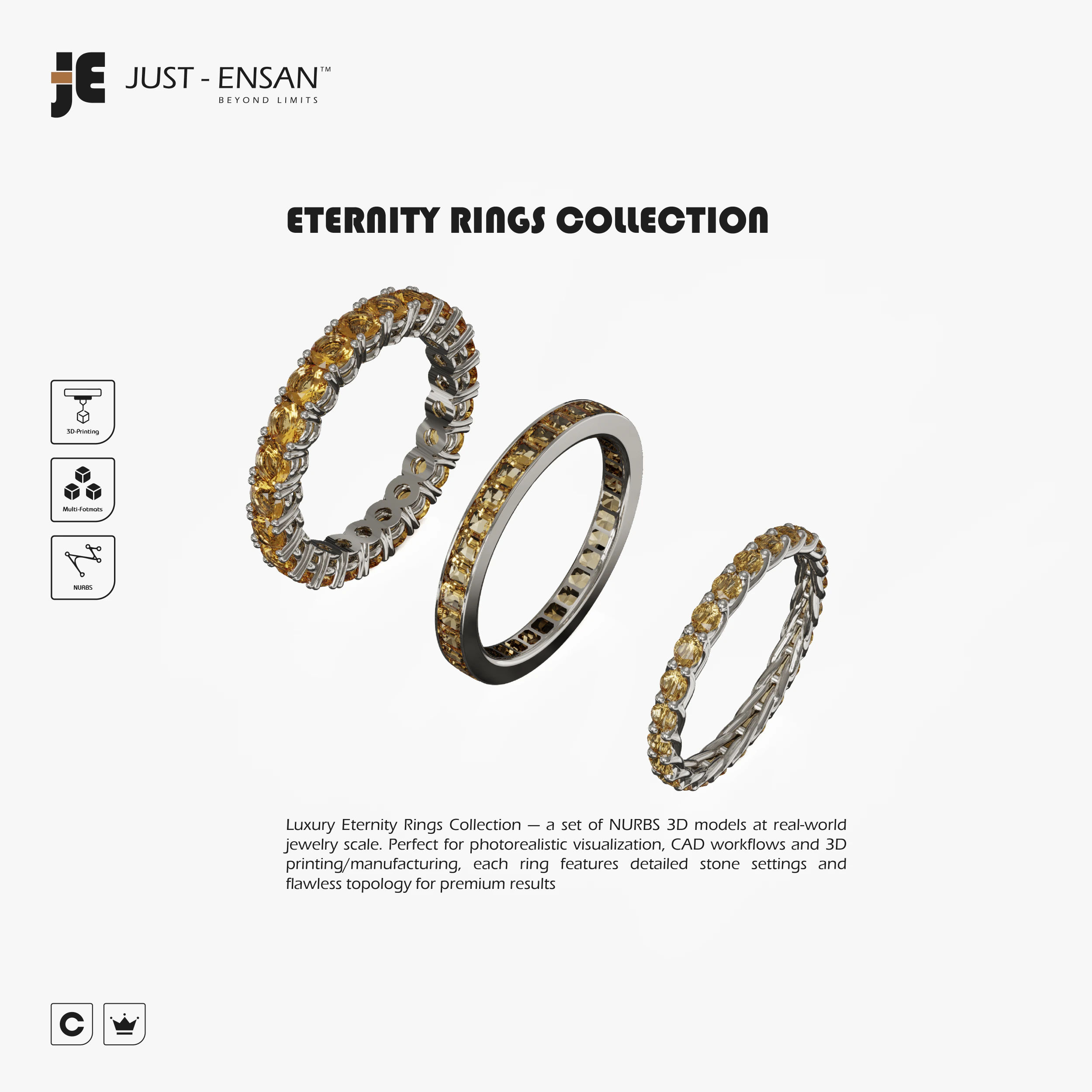 Eternity Rings Collection Pack 3D Print Model .c4d .max .obj .3ds .fbx .stl .blend 