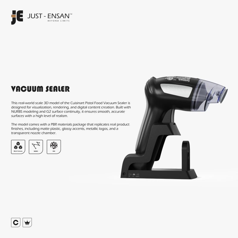 Cuisinart Pistol Food Vacuum Sealer 3D Model .c4d .max .obj .3ds .fbx .stl .blend