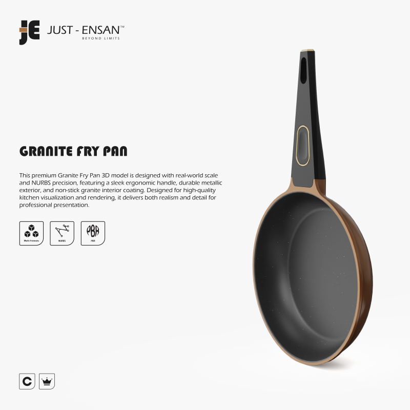 Granite Fry Pan 3D Model .c4d .max .obj .3ds .fbx .stl .blend 