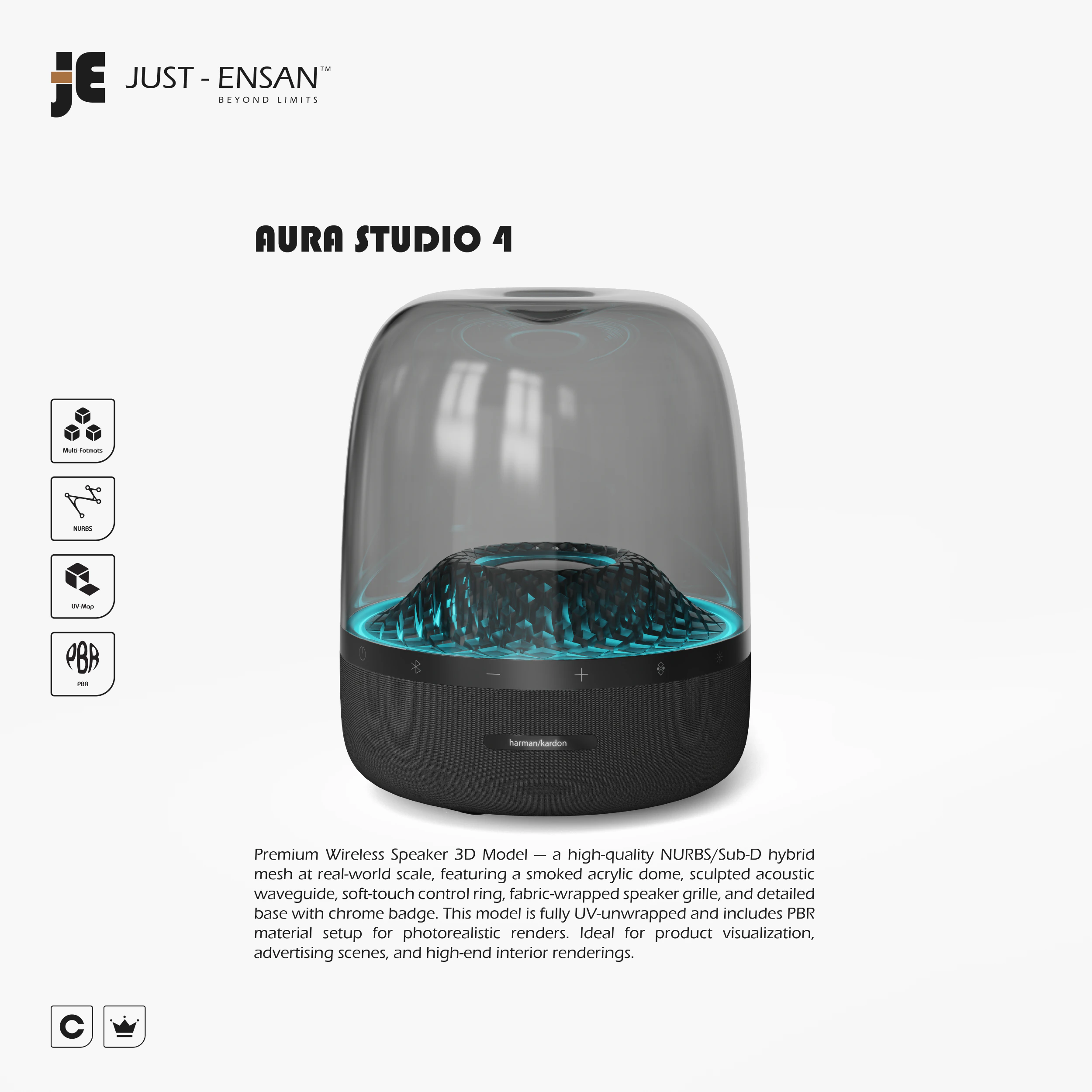 Aura Studio 4 Speaker - harman-kardon 3D Model .c4d .max .obj .3ds .fbx .stl .blend 