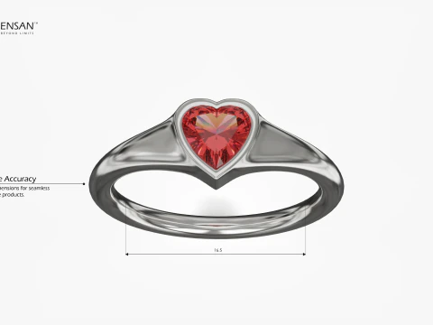 Heart Gem Ring 3D Print Model