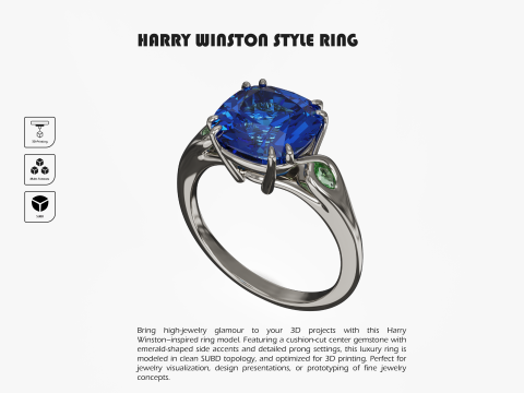 Harry Winston Style Ring 3D प्रिंट मॉडल