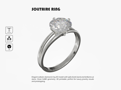 Solitaire Ring 3D Print Model