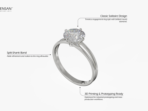 Solitaire Ring 3D 打印模型