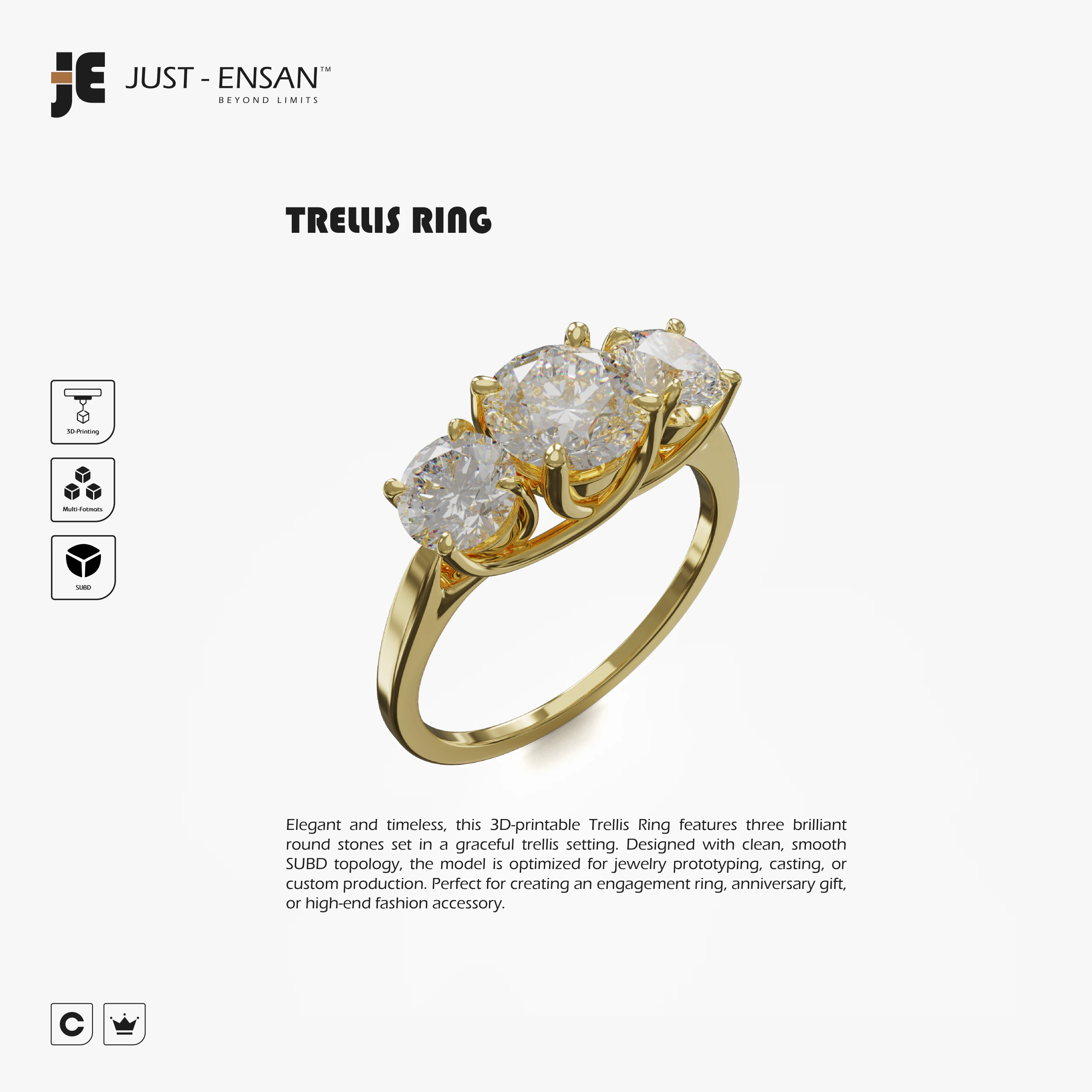 Trellis Ring 3D Print Model .c4d .max .obj .3ds .fbx .stl .blend