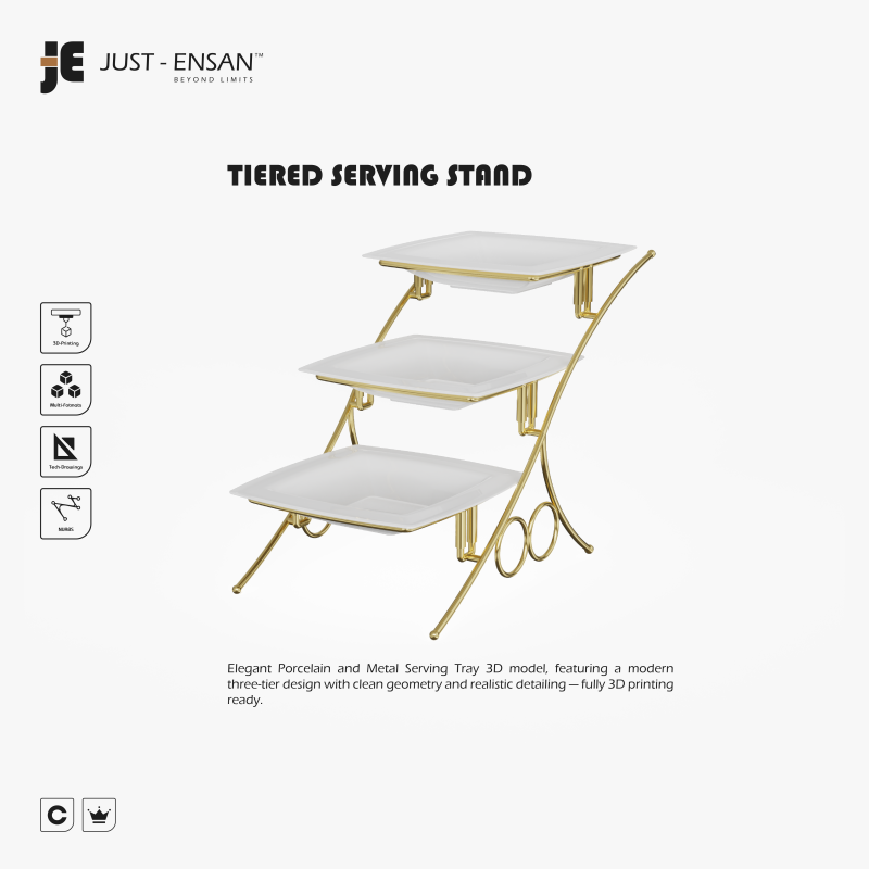 Tiered Serving Decorative Stand Modelo de Impressão 3D .c4d .max .obj .3ds .fbx .stl .blend 