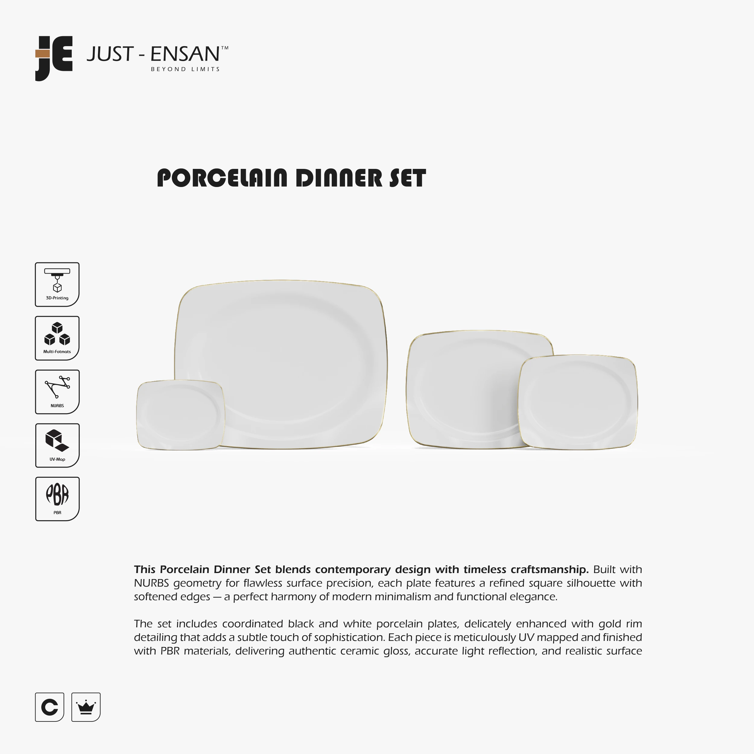 陶瓷餐具 3D 打印模型 .c4d .max .obj .3ds .fbx .stl .blend 