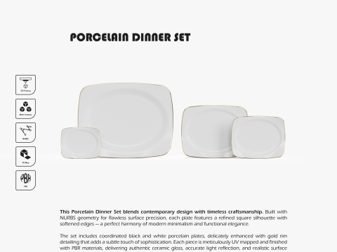 Porcelain Dinner Set 3D Druckmodell