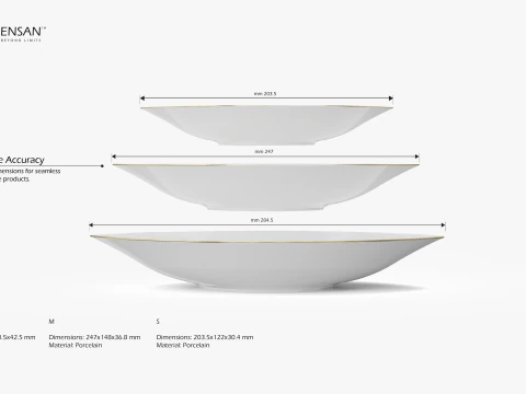 Leaf-Shaped Porcelain Bowl Set 3D Print Model