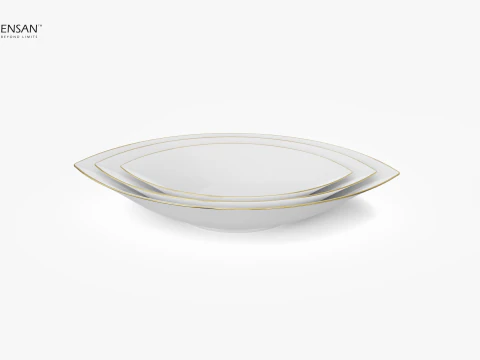Leaf-Shaped Porcelain Bowl Set 3D Print Model