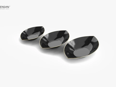 Leaf-Shaped Porcelain Bowl Set 3D Print Model