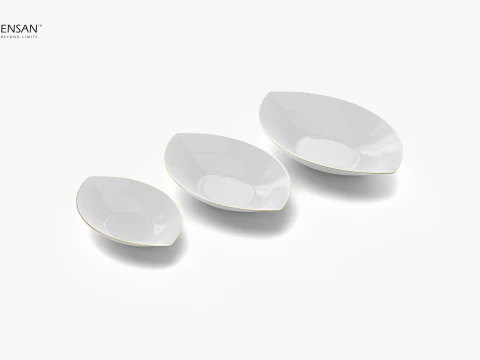 Leaf-Shaped Porcelain Bowl Set 3D Print Model