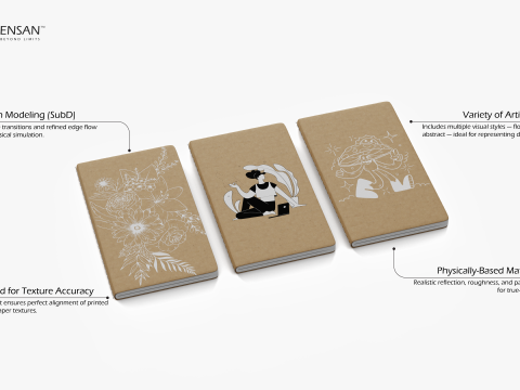 Kraft Hardcover Notebook Model 3D