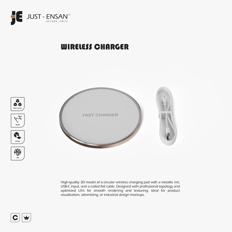 वायरलेस चार्जर 3D मॉडल .c4d .max .obj .3ds .fbx .stl .blend 