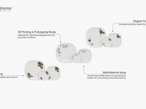 磁器ディナーセット 3Dプリントモデル