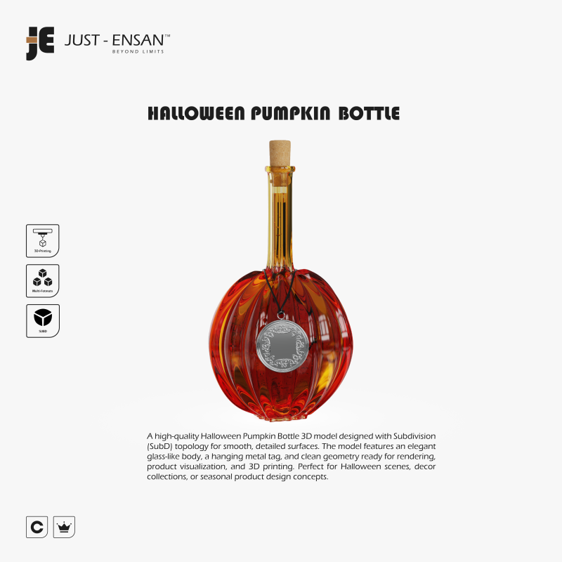 Halloween Pumpkin Bottle 3D Print Model .c4d .max .obj .3ds .fbx .stl .blend 