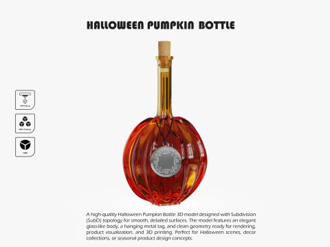 हैलोवीन कद्दू की बोतल 3D प्रिंट मॉडल