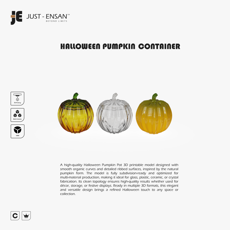 Contenedor de calabaza de Halloween Modelo de impresión 3D .c4d .max .obj .3ds .fbx .stl .blend