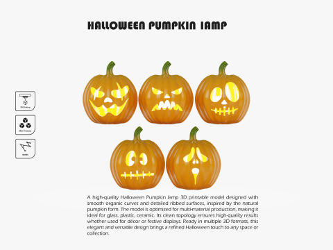 Halloween Pumpkin lamp Model Cetak 3D