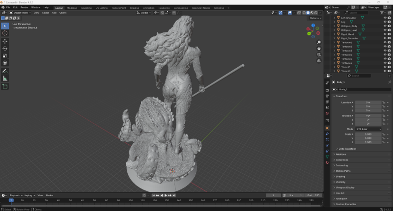 Queen Mera 3D Print Model .c4d .max .obj .3ds .fbx .stl .blend 