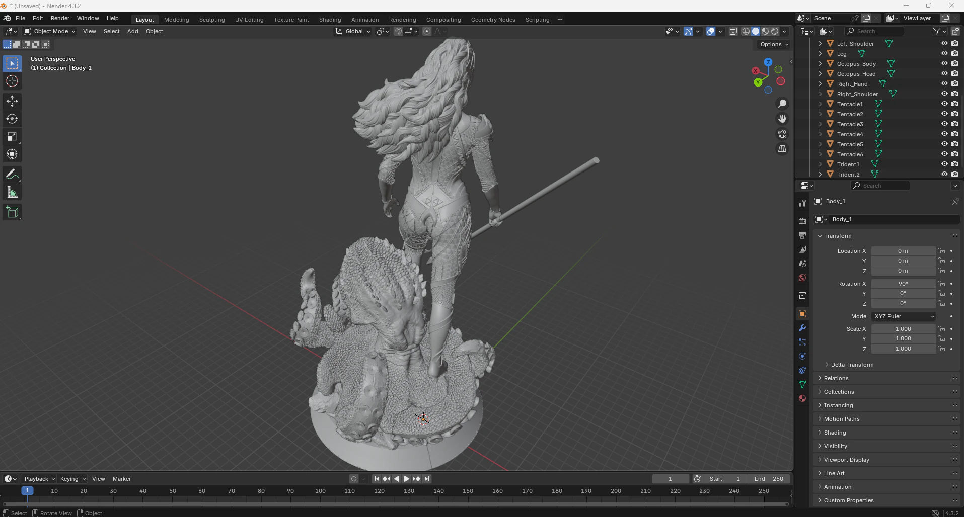 Queen Mera 3D Print Model .c4d .max .obj .3ds .fbx .stl .blend 