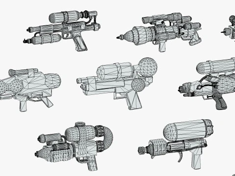 Watergun Blaster Toy Pack - Lowpoly Stylized Cartoon Hyper Casual Toy - Kids Collection 3D Model