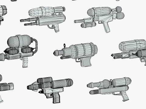 Watergun Blaster Toy Pack - Lowpoly Stylized Cartoon Hyper Casual Toy - Kids Collection 3D Model
