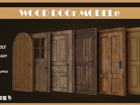 Wooden Door Pack Low-poly 3D Modell