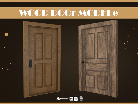 Wooden Door Pack Low-poly 3D Model