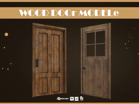 Wooden Door Pack Low-poly 3D Model