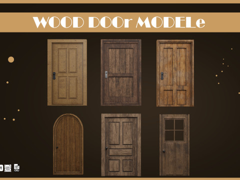 Wooden Door Pack Low-poly 3D Model