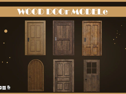 Wooden Door Pack Low-poly 3D Model