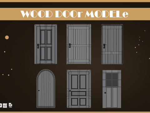 Wooden Door Pack Low-poly 3D Model