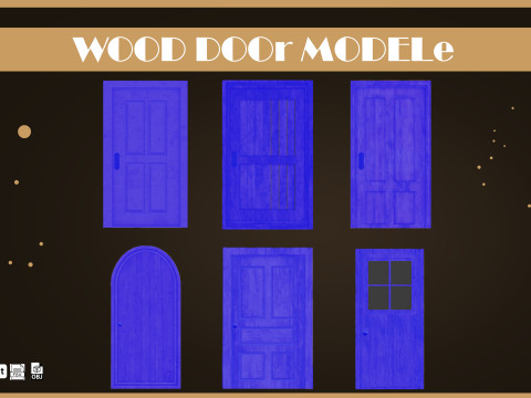 Wooden Door Pack Low-poly 3D Model