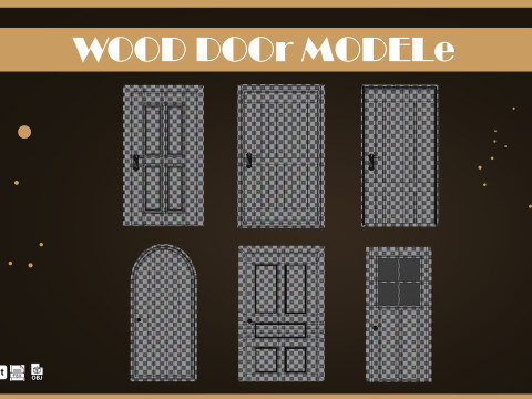 Wooden Door Pack Low-poly 3D Model