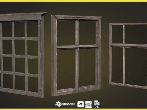 Wooden Door Pack Low-poly 3D Model