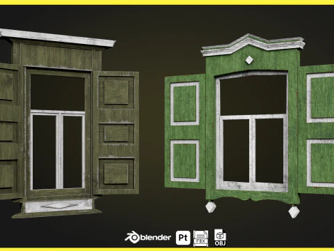 Wooden Door Pack Low-poly 3D Model
