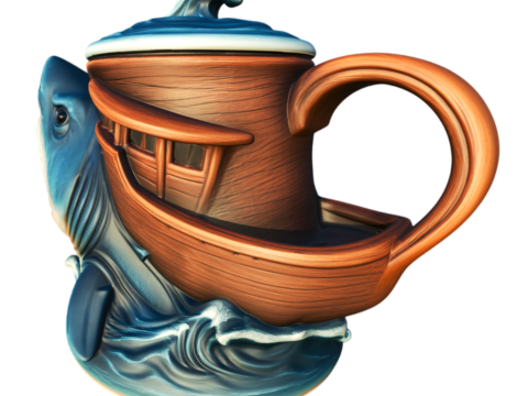Megalodon Attack Mug - 3D Printing 3D Принт Модель